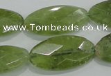 CGA104 15.5 inches 15*30mm faceted oval natural green garnet beads