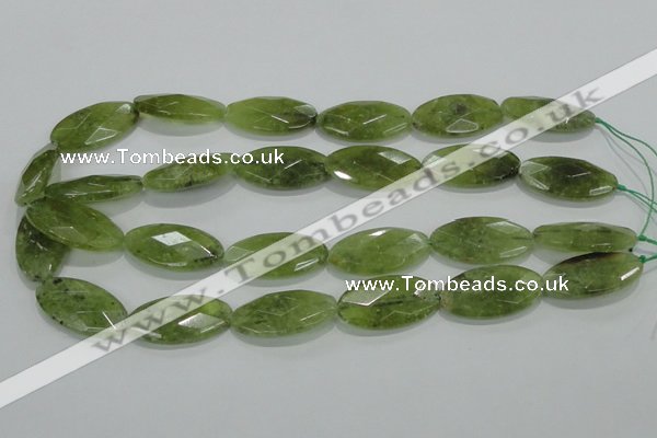 CGA104 15.5 inches 15*30mm faceted oval natural green garnet beads