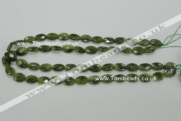 CGA107 15.5 inches 10*14mm faceted oval natural green garnet beads