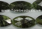 CGA111 15.5 inches 15*30mm faceted oval natural green garnet beads