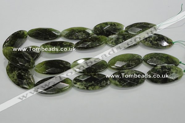 CGA113 15.5 inches 20*40mm faceted oval natural green garnet beads