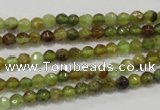 CGA122 15.5 inches 4mm faceted round natural green garnet beads