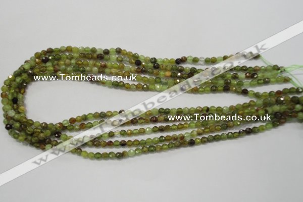 CGA122 15.5 inches 4mm faceted round natural green garnet beads