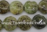 CGA143 15.5 inches 16mm flat round natural green garnet beads wholesale