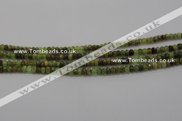 CGA146 15.5 inches 4*6mm faceted rondelle natural green garnet beads