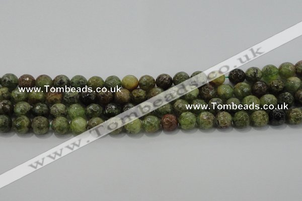 CGA148 15.5 inches 8mm faceted round natural green garnet beads