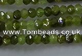 CGA156 15.5 inches 2.5*4mm faceted rondelle green garnet beads