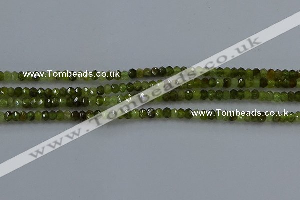 CGA156 15.5 inches 2.5*4mm faceted rondelle green garnet beads