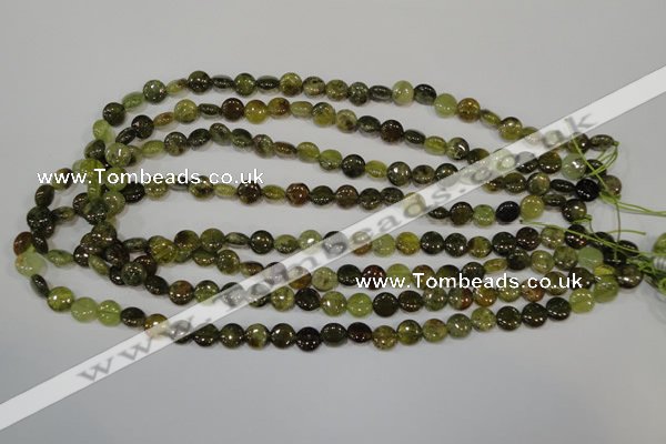 CGA210 15.5 inches 8mm flat round natural green garnet beads