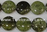 CGA214 15.5 inches 16mm flat round natural green garnet beads