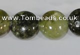 CGA215 15.5 inches 18mm flat round natural green garnet beads