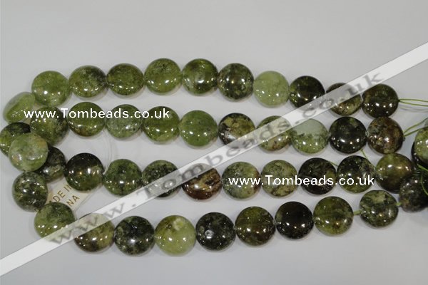 CGA215 15.5 inches 18mm flat round natural green garnet beads