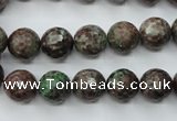 CGA314 15.5 inches 12mm faceted round red green garnet gemstone beads