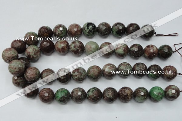 CGA315 15.5 inches 14mm faceted round red green garnet gemstone beads