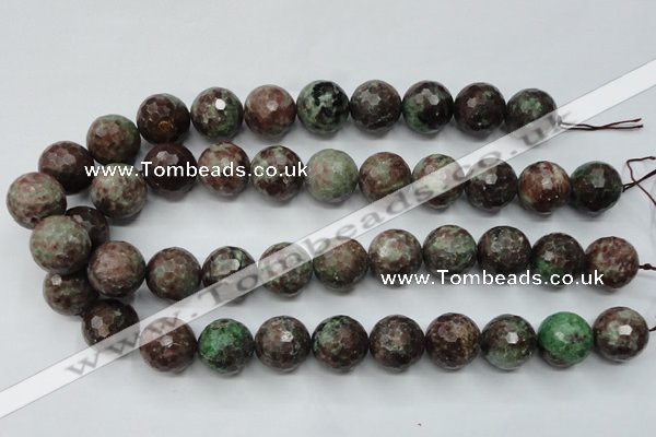 CGA317 15.5 inches 18mm faceted round red green garnet gemstone beads