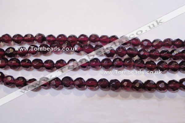 CGA362 14 inches 5mm faceted round natural red garnet beads wholesale