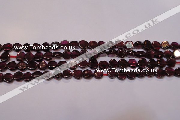 CGA382 15 inches 5mm coin natural red garnet beads wholesale