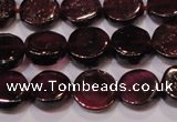 CGA383 15 inches 7mm coin natural red garnet beads wholesale