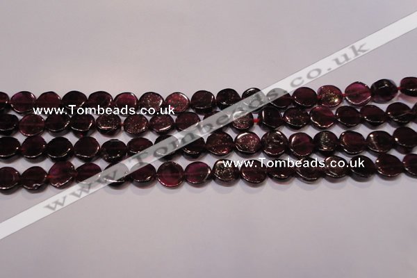 CGA383 15 inches 7mm coin natural red garnet beads wholesale