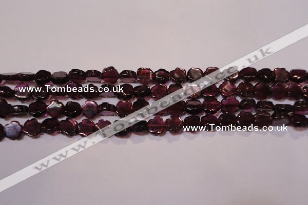 CGA385 15 inches 5mm carved flower natural red garnet beads wholesale