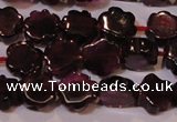 CGA386 15 inches 6mm carved flower natural red garnet beads wholesale