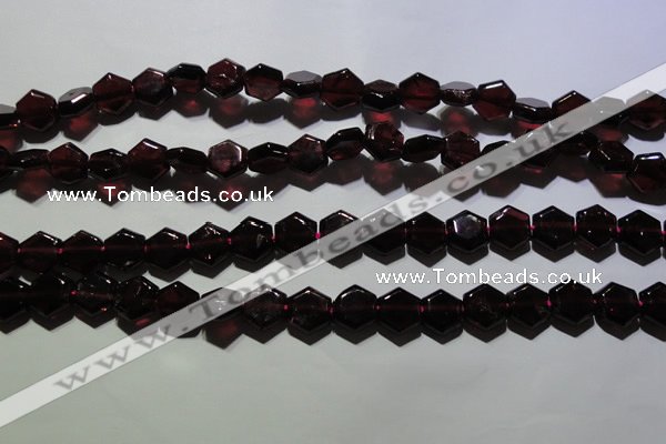 CGA411 15.5 inches 8*9mm hexagon natural red garnet beads wholesale