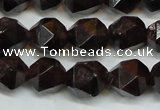 CGA452 15.5 inches 10mm faceted nuggets natural red garnet beads