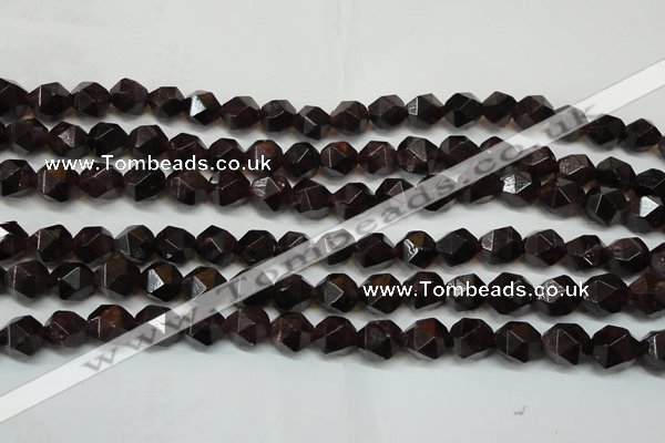 CGA452 15.5 inches 10mm faceted nuggets natural red garnet beads