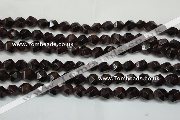 CGA453 15.5 inches 12mm faceted nuggets natural red garnet beads