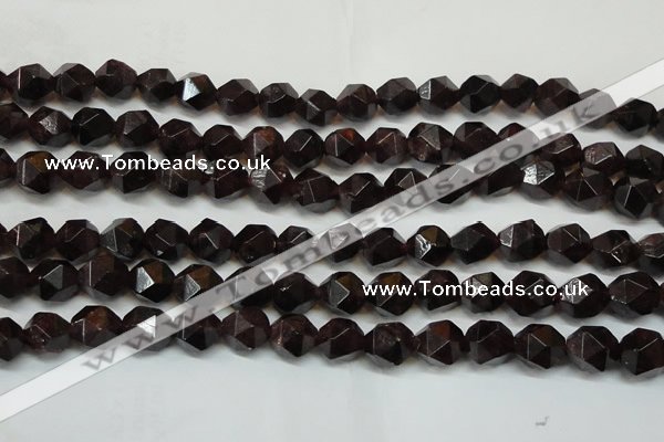 CGA453 15.5 inches 12mm faceted nuggets natural red garnet beads