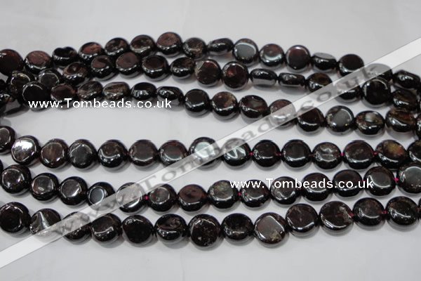 CGA467 15.5 inches 10mm coin natural red garnet beads wholesale