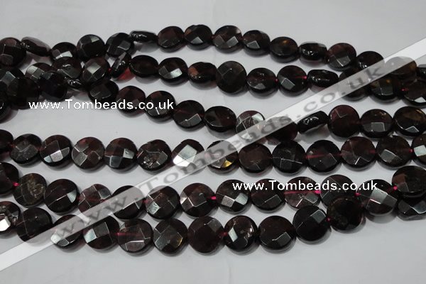 CGA476 15.5 inches 8mm faceted coin natural red garnet beads