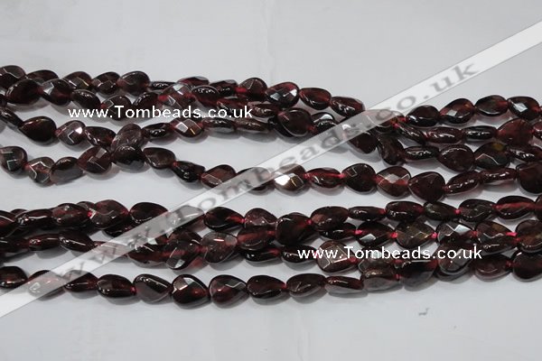 CGA483 15.5 inches 6*8mm faceted flat teardrop natural red garnet beads