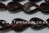 CGA484 15.5 inches 8*10mm faceted flat teardrop natural red garnet beads