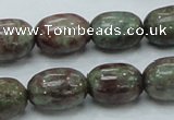 CGA54 15.5 inches 12*16mm egg-shaped red green garnet gemstone beads