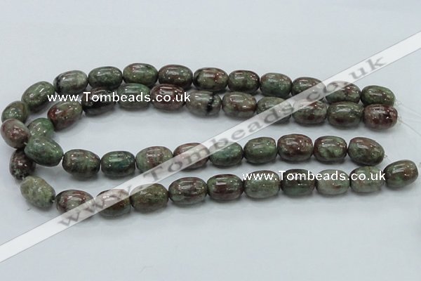 CGA54 15.5 inches 12*16mm egg-shaped red green garnet gemstone beads