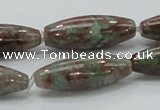 CGA55 15.5 inches 10*30mm rice red green garnet gemstone beads