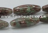 CGA55 15.5 inches 10*30mm rice red green garnet gemstone beads