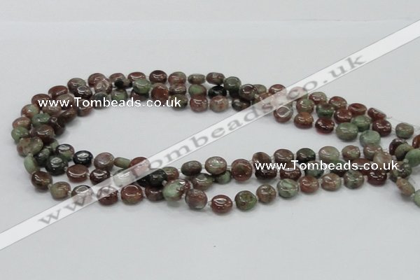 CGA58 15.5 inches 10mm flat round red green garnet gemstone beads