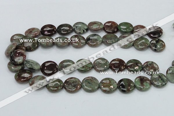 CGA60 15.5 inches 20mm flat round red green garnet gemstone beads