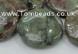 CGA61 15.5 inches 30mm flat round red green garnet gemstone beads