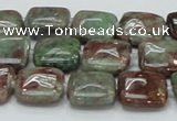 CGA62 15.5 inches 14*14mm square red green garnet gemstone beads