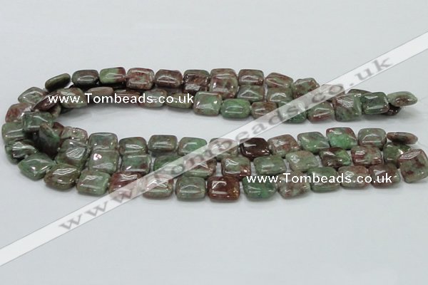 CGA62 15.5 inches 14*14mm square red green garnet gemstone beads