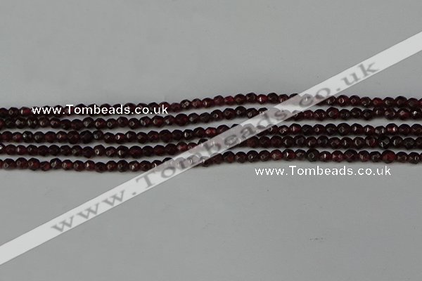 CGA660 15.5 inches 3mm faceted round red garnet beads wholesale