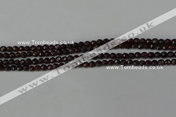 CGA661 15.5 inches 4mm faceted round red garnet beads wholesale