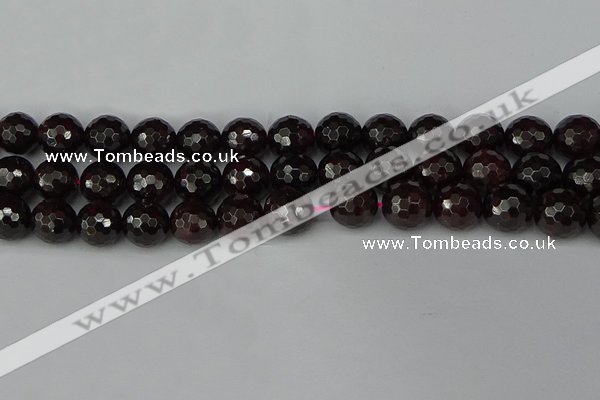 CGA665 15.5 inches 12mm faceted round red garnet beads wholesale