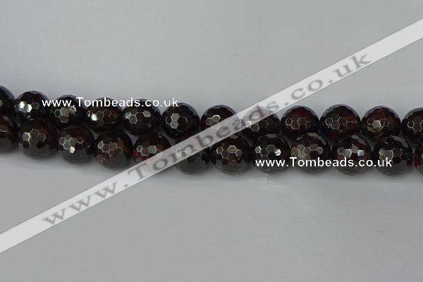 CGA666 15.5 inches 14mm faceted round red garnet beads wholesale