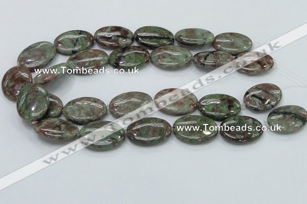 CGA67 15.5 inches 22*30mm oval red green garnet gemstone beads