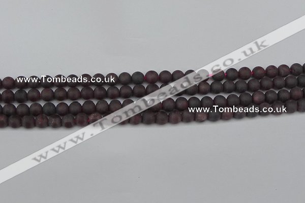 CGA671 15.5 inches 6mm round matte red garnet beads wholesale