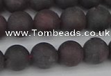 CGA672 15.5 inches 8mm round matte red garnet beads wholesale